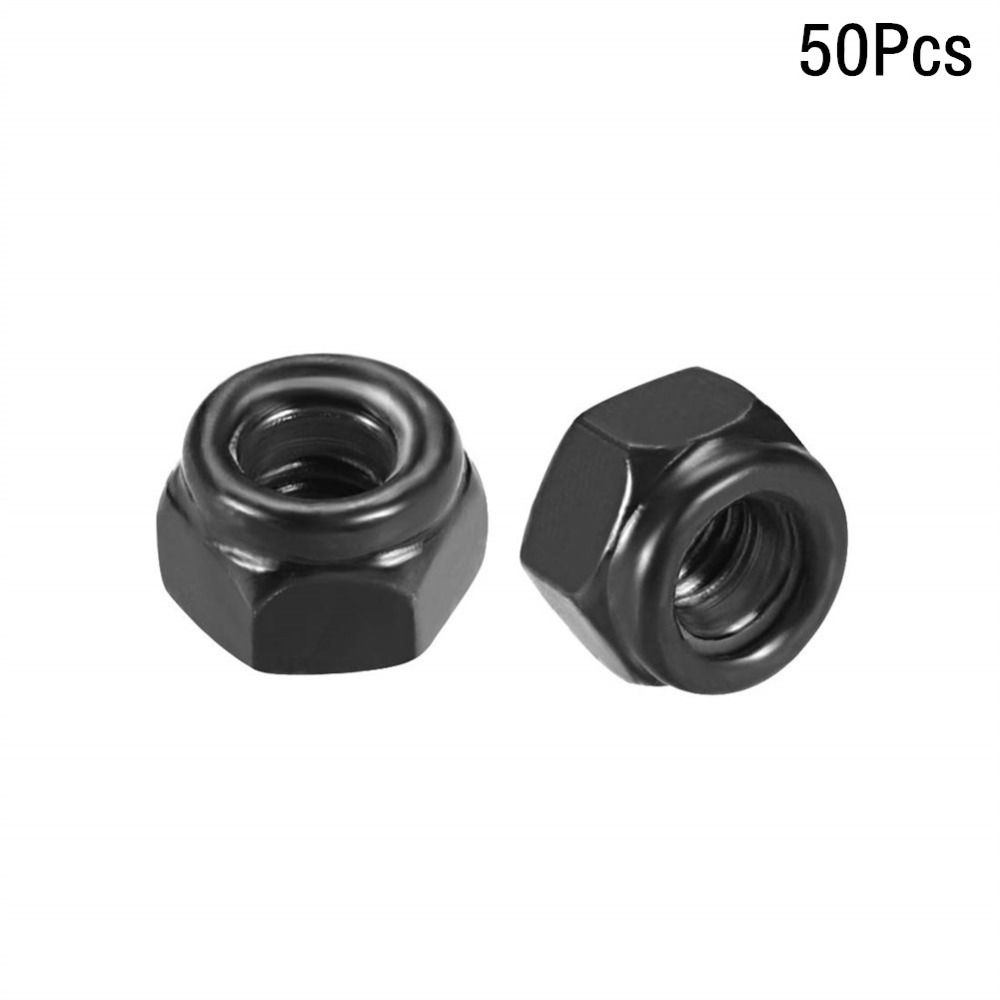 50Pcs Black M3 M4 M5 M6 M8 Carbon Steel Hex Lock Nuts SelfLocking Nuts