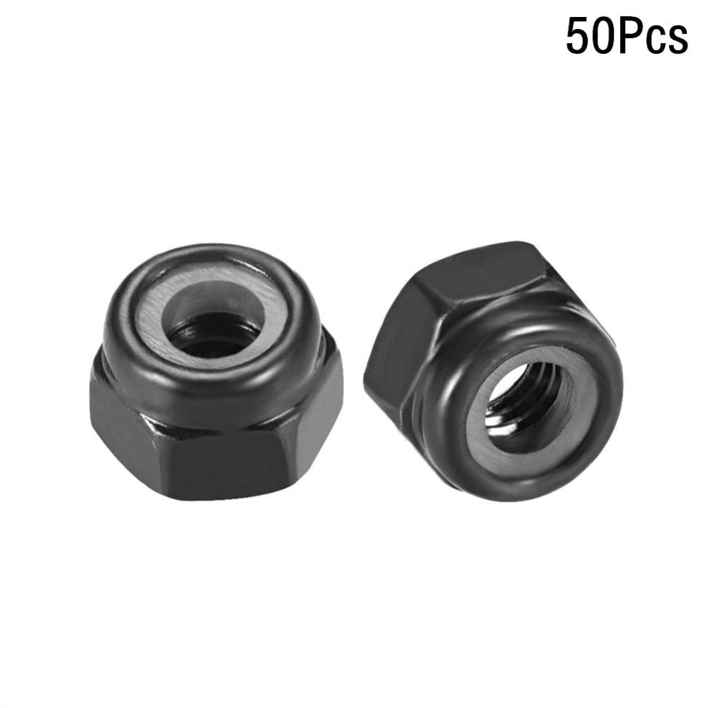 130-Piece Black Nylon Lock Nut Assortment Kit – M3 M4 M5 M6 M8 Sizes, Q215 Carbon Steel
