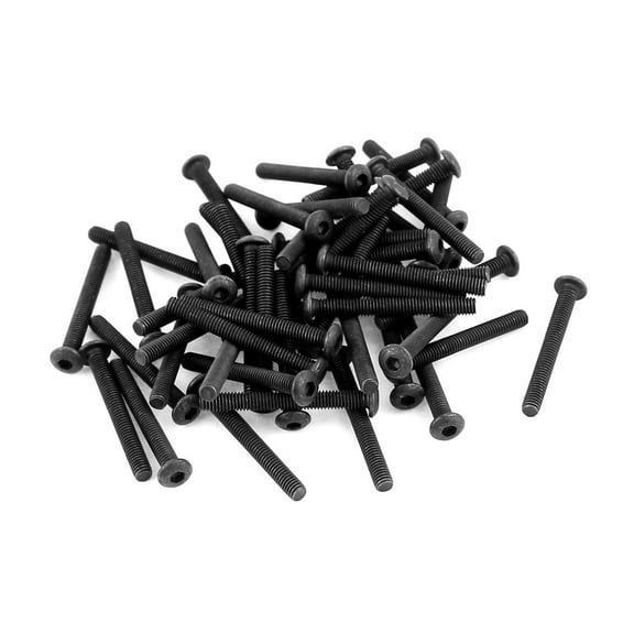 50Pcs Black M3 x 25mm Alloy Steel Hex Socket Button Head Machine Screws Bolts