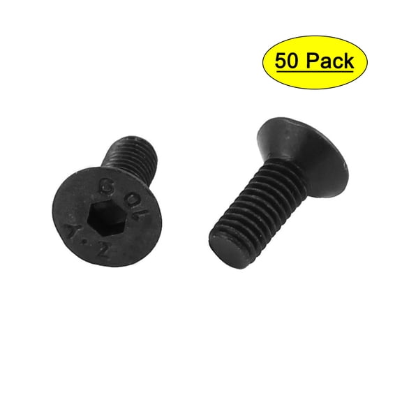 50Pcs Black M3 x 8mm Alloy Steel Hex Socket Flat Head Countersunk Screws Bolts