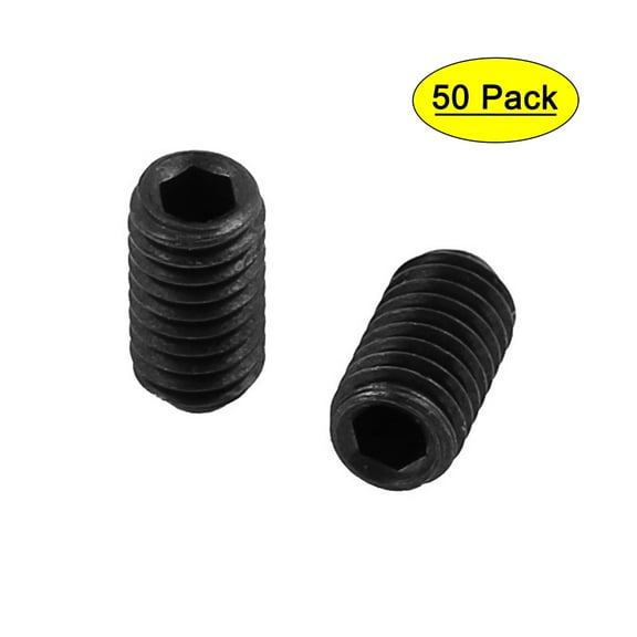 50Pcs Black M4 x 8mm Alloy Steel Hex Socket Set Grub Screws Headless Cup Point
