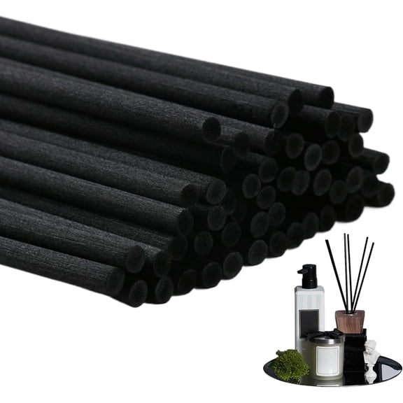 50Pcs Black Reed Diffuser Sticks 30cm x 4mm Thick Diffuser Reeds Sticks Extra Long Reeds for Diffusers Aroma Essential Oil Diffuser Replacement Refill Sticks for Bedroom Home Fragrance Aromatherapy