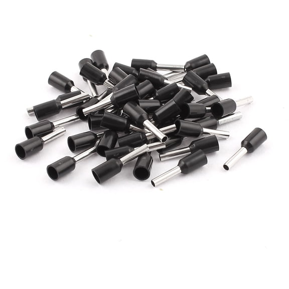 50Pcs Black Wire Copper Crimp Insulated Ferrule Pin Cord End Terminals AWG16