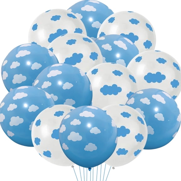 50Pcs Blue Cloud Latex Balloons, 12 Inches Cloud Print Blue Balloons for Birthday Party Decorations, Boys Girls Pool Party Cloud Themed Baby Shower Birthday Party Supplies