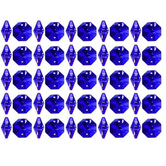 50Pcs Blue Octagonal Crystal Beads for DIY Light Accessories 14mmx6.5mm