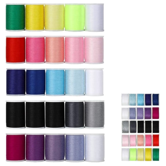 50Pcs Bobbins and Sewing Threads, Mixed Cotton Sewing Thread 21 Colors by Oumilen(Bulb Not Included)
