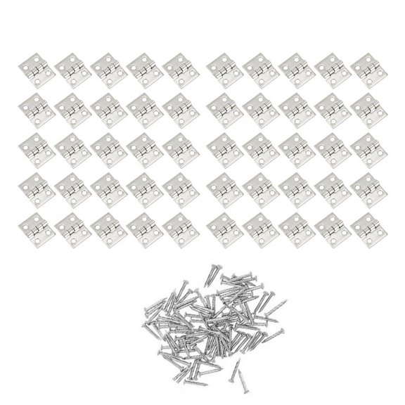 50Pcs Brass Hinge for Small Craft Door Box Accessories Silver Gold 8*10mm
