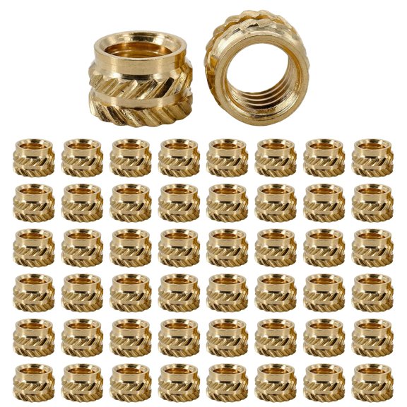 50Pcs Brass Hot Melt Insert Knurled Threaded Inserts Nuts, M6x4.0mm, OD 8mm Heat Staking Threaded Insert SL-Type Double Twill Injection Embedment for 3D Printing Parts