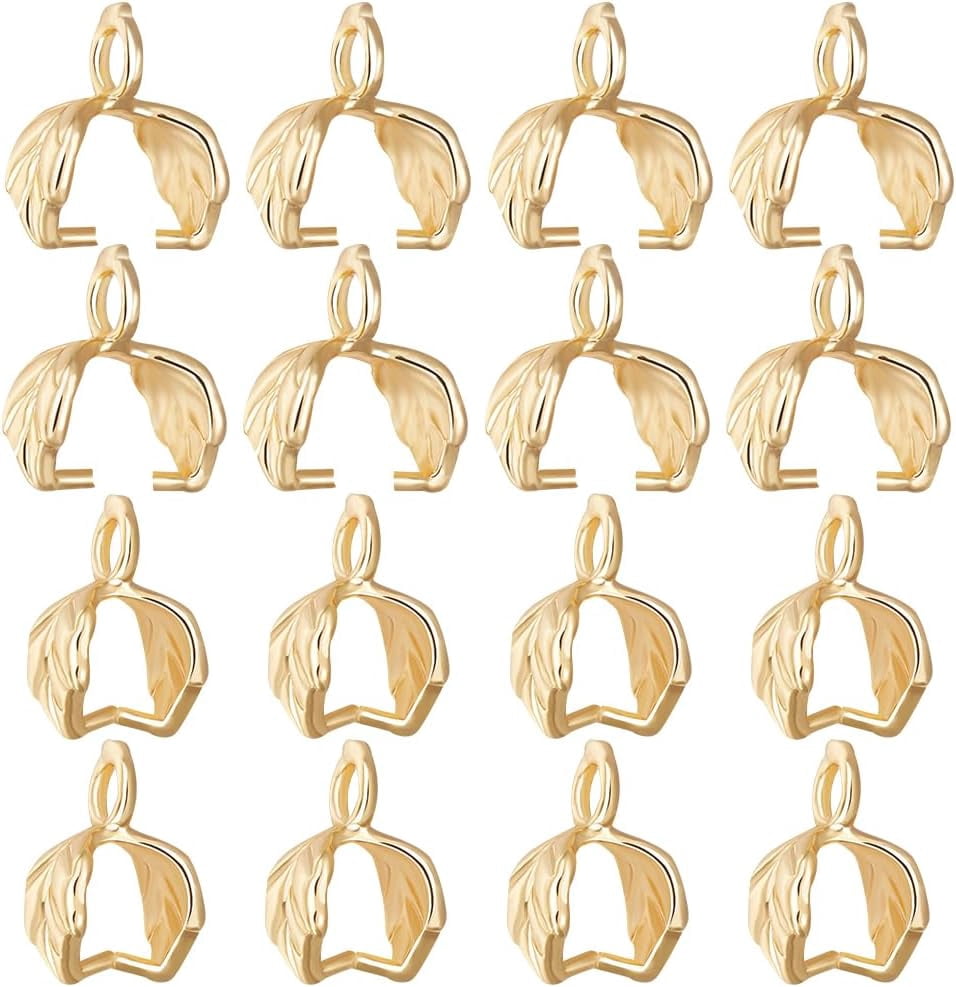 Beebeecraft 1 Scatola 30 Pezzi Ciondolo Pinch Bails 18K Placcato Oro Ice Pick Pinch Bails Ciondola Charms Fermagli Ciondolo Connettore Per Collana