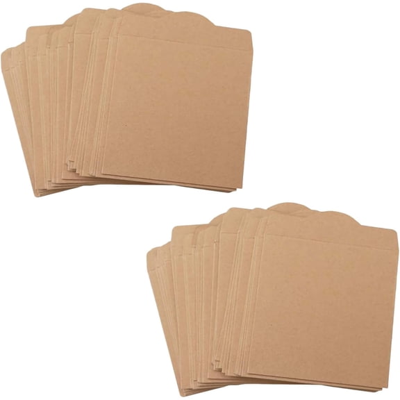 50Pcs Brown Kraft Paper CD DVD Sleeves Envelopes Cardboard Storage Cases Holder DVD Cases Media Storage Retro (Internal Dimension13*13cm)