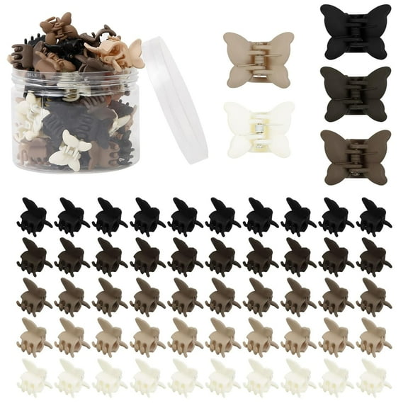 50Pcs Butterfly Hair Clips for Women Girls, Small Cute Claw Clips for Thin Fine Hair Neutral Color Mini Hair Clips Strong Grip Y2K Hair Accessories for Women Teen Girls