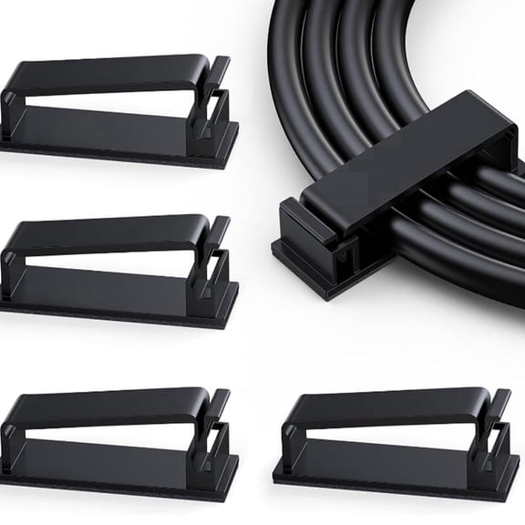 50Pcs Cable Management Self-Adhesive Cable Clips Cable Holder Self-Adhesive Strong Cable Organiser for Desk/Home/Office,50 x Cable Clips,Black