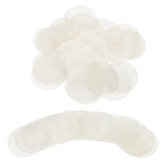 50Pcs Capiz Shells, 4cm/1.57" Round Natural Shells with 2 Holes for Seashell Wind Chimes Curtain Shell Garland DIY Craft Wedding Home Decoration, White