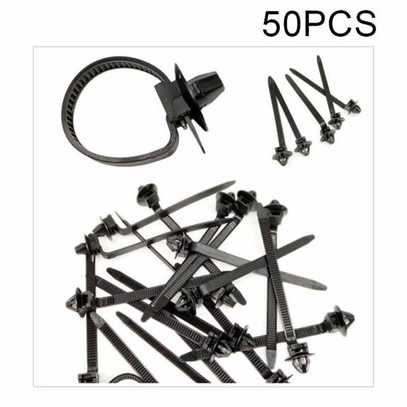 50Pcs Car Cable Strap Push Mount Wire Tie Retainer Clip Clamp Set - Useful