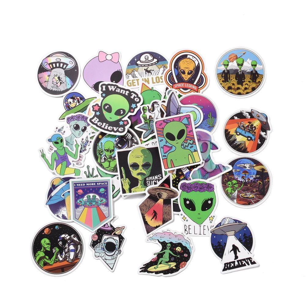 Alien Language Sticker Lables 50Pcs Cartoon Alien Paper Sticker Label Set Adhesive Label Stickers for ...