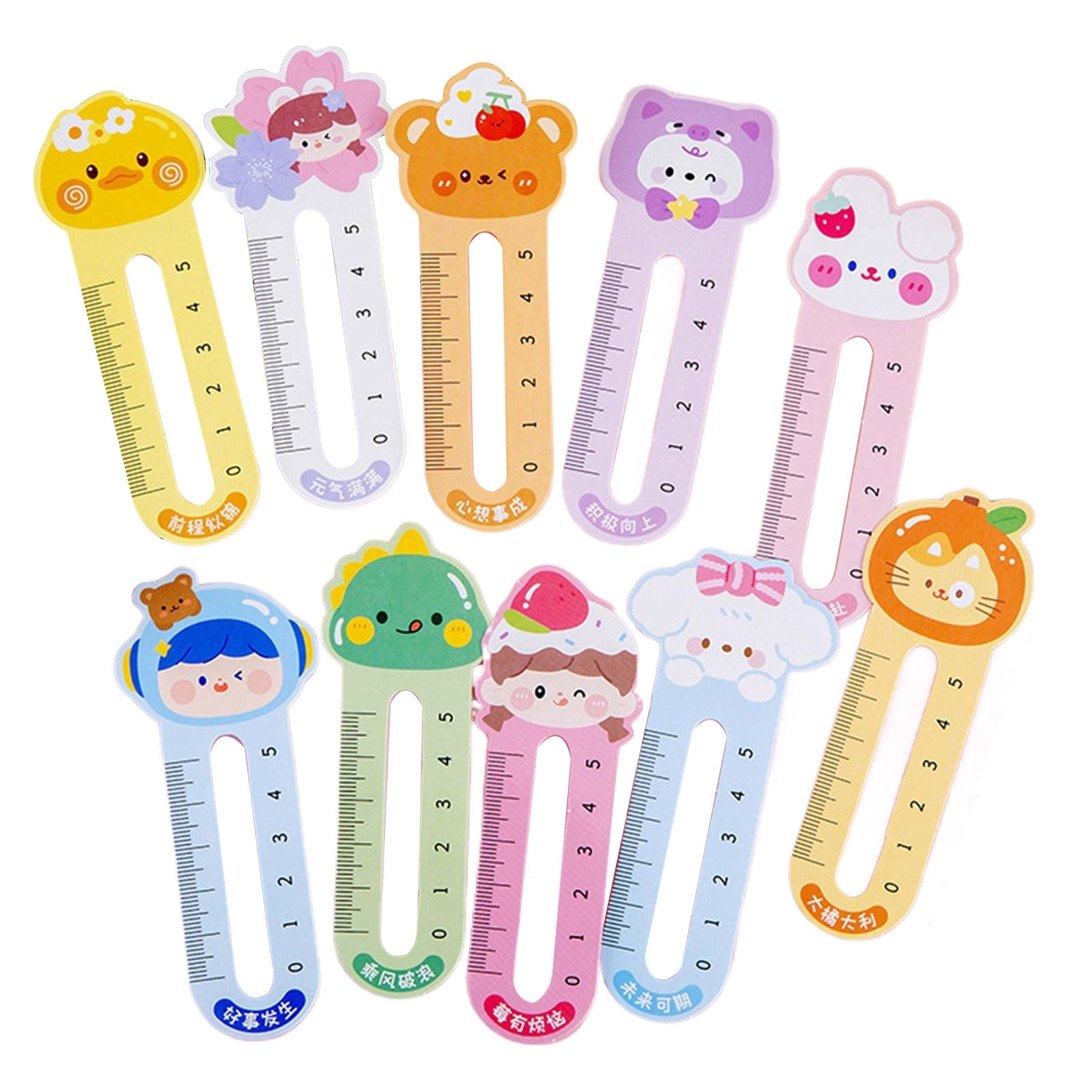 50Pcs Cartoon Ruler Bookmarks Paper Ruler Bookmarks Book Page Divider ...