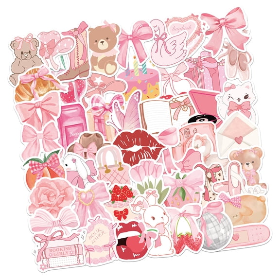 50Pcs Cartoon Water proof PVC Stickers Aesthetic for Water Bottle, Laptop, Luggage, Journal