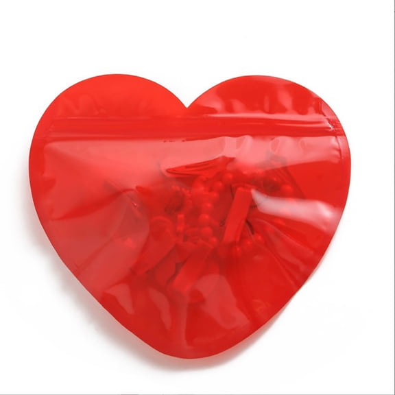 50Pcs Cellophane Cello Bag Heart Plastic Bags for Jewelry Packaging Valentines Day Sealing Cookie Bags Zipper Lock Pouch