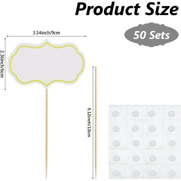 50Pcs Cheese Markers Charcuterie Labels Food Tags Buffet Labels Blank Toothpick Flags White Appetizer Signs Cupcake Toppers Picks for Party Birthday Wedding Decorations 3.5x2.4Inch
