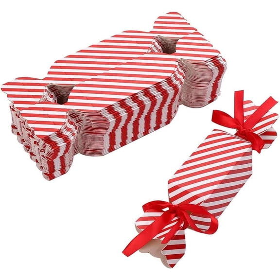 50Pcs Christmas Candy Boxes, Small Red Gift Boxes for Sweets, Chocolate with Ribbon, Gift Boxes Party Favor Boxes Cookie Boxes for Xmas, Wedding Party Wrap Bag, Red