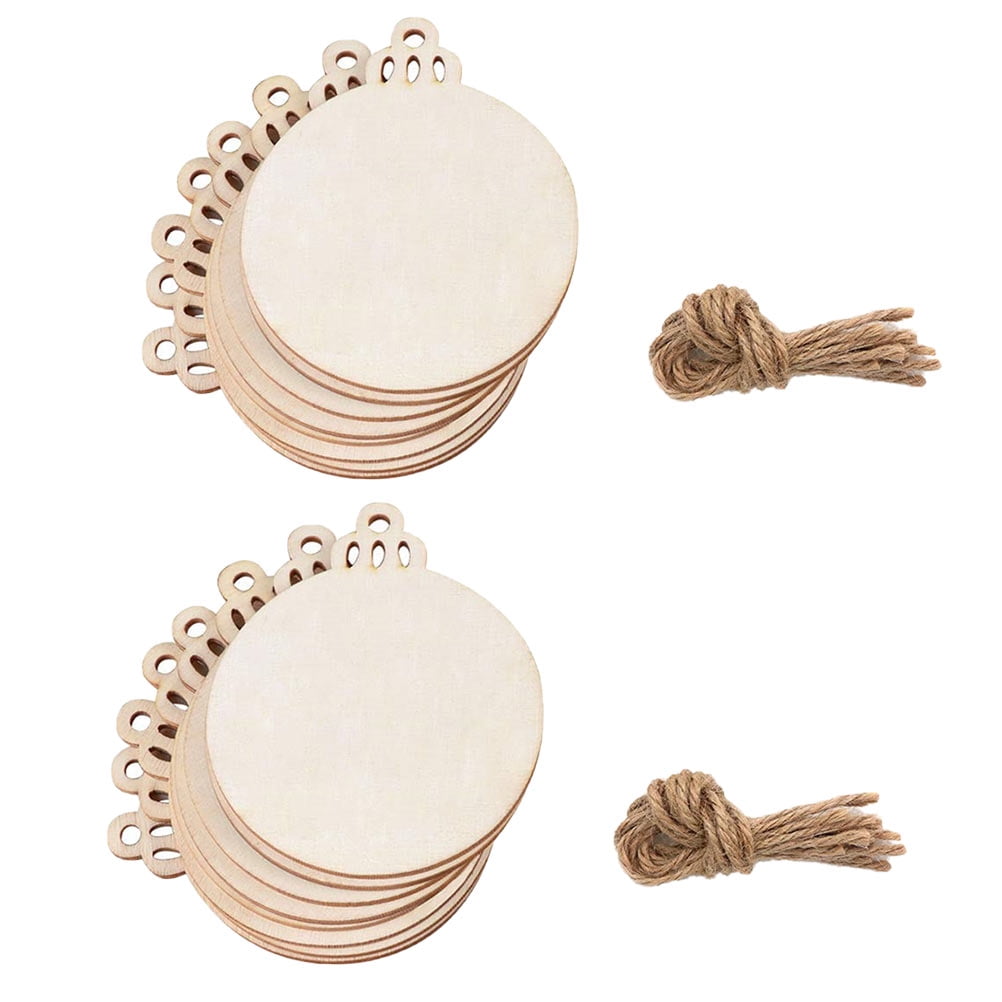 50Pcs Christmas Pendants Hangings Wooden DIY Wood Chips Decoration