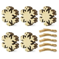 50Pcs Christmas Snowflake Wooden Ornaments Painted Craft Hangings, Festive Xmas Tree Decor Christmas Decorations Indoor Clearance Christmas Home Decor