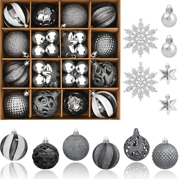 50Pcs Christmas Tree Ornaments - 2.36''/60mm Christmas Ball Ornaments Set for Xmas Tree Holiday Party Wedding Home Decorations (Silver)