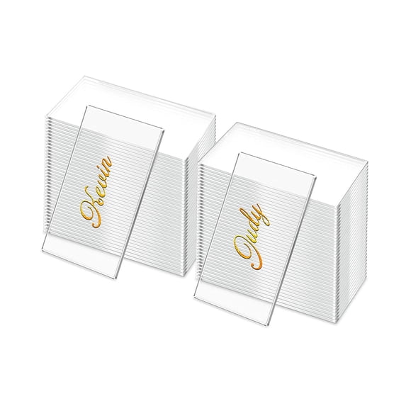 50Pcs Clear Acrylic Place Cards Acrylic Name Cards Table Number Card Blank Seating Chart Cards for Wedding DIY Banquet - Rectangular Style