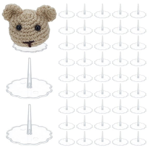 50Pcs Clear Plastic Cake Topper Support Stands for Figurines Cake Decor Supplies Round 49.5x48x30mm