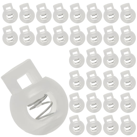 50Pcs Clear Plastic Cord Locks End Single Hole Spring Toggle Stoppers Cord StopsuseToggles Clasps