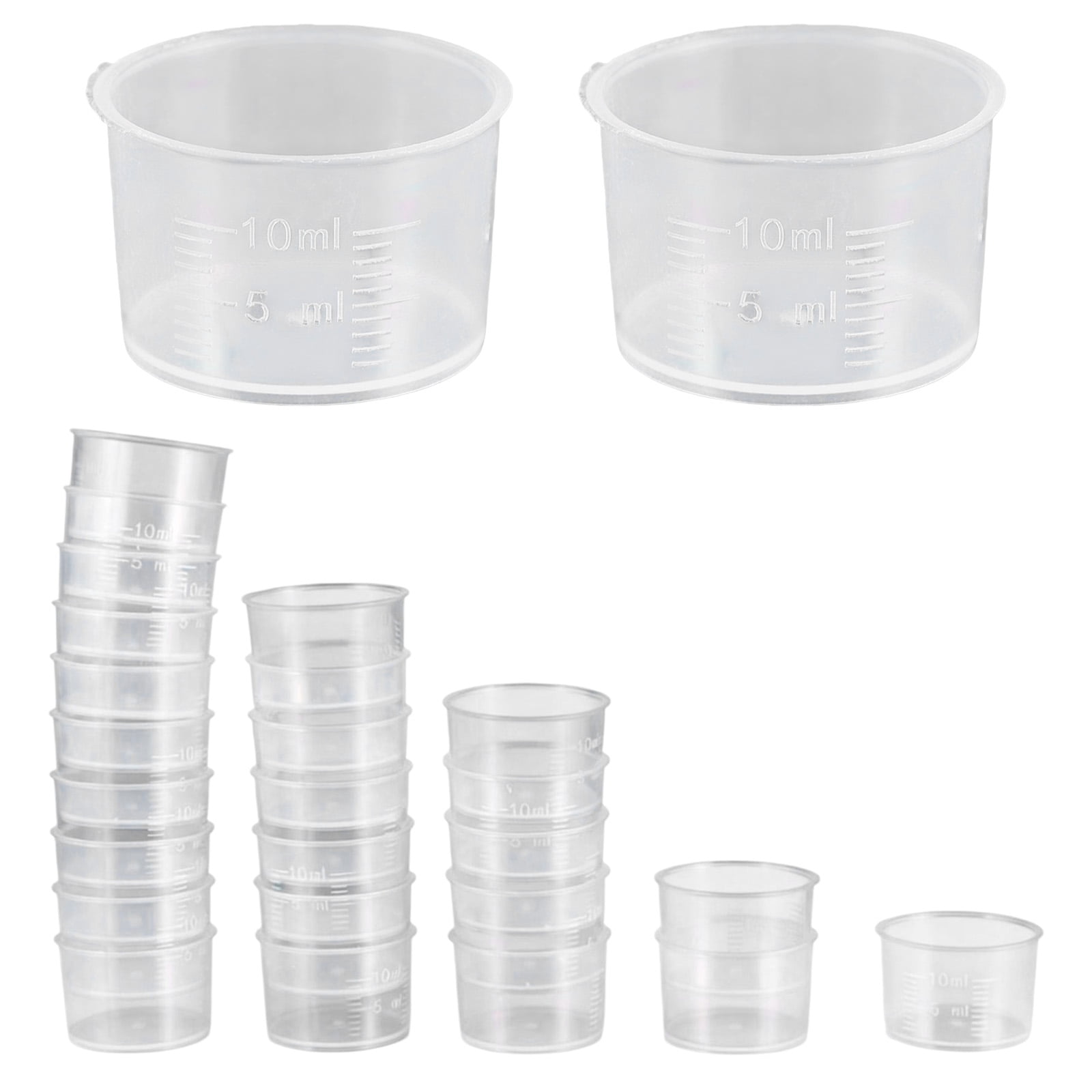 50Pcs Clear Plastic Graduated Beaker 10ml Capacity Lab Measuring Cup ...