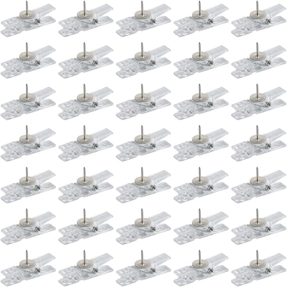 50Pcs Clear Push Pin Clips Cork Board Pins Small Mini Plastic Tacks Thumbtacks Clothespin Paperclips Pushpins Accessories Sets for DIY DIY Boards Photos Offices School Art Supplies Crafts