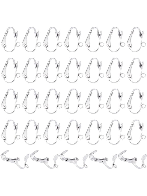 50Pcs Clip-on Earrings Findings Stainless Steel Clip-on Earring Non-Piercing Earrings Ear Clip Earring DIY Clip-on Earrings for Jewelry Making 16mm