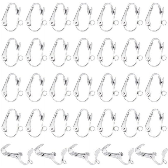 50Pcs Clip-on Earrings Findings Stainless Steel Clip-on Earring Non-Piercing Earrings Ear Clip Earring DIY Clip-on Earrings for Jewelry Making 16mm
