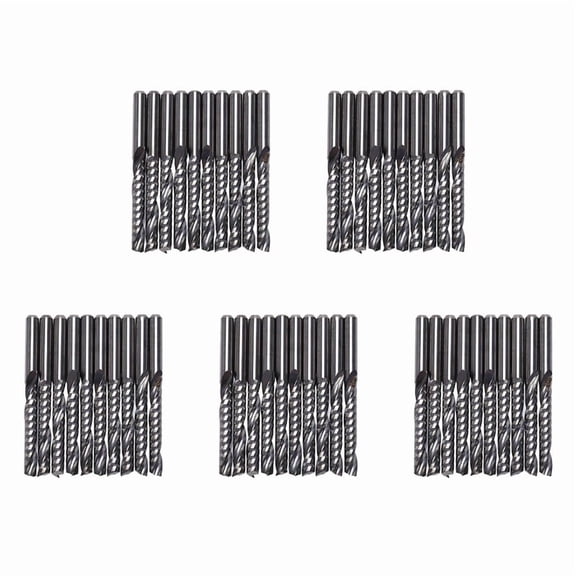 50Pcs Cnc Router Bits 3.175 X 22Mm Single Flute Spiral Carbide Cnc Router Bits Milling Cutter