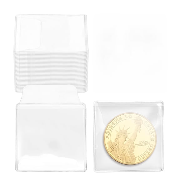 50Pcs Coin Protectors 2.2" Coin Sleeves Clear Coin Capsules Coin Holders for Coin Currency Bills Collectors
