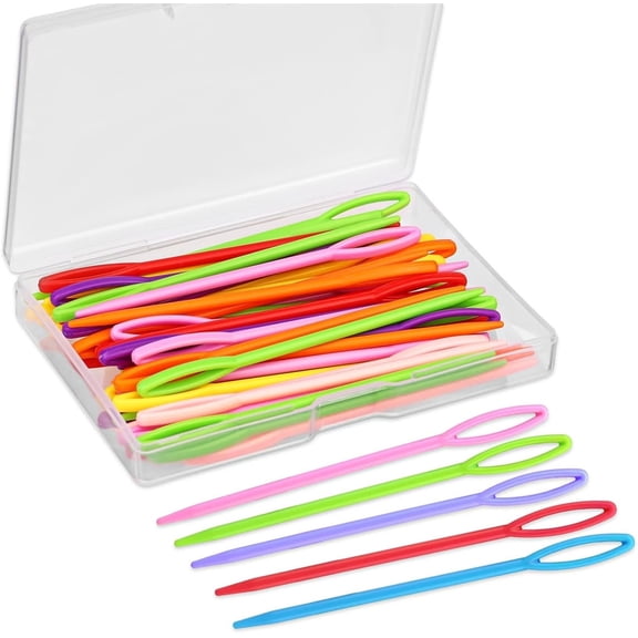 50Pcs Colorful Embroidery Safety Needles,Plastic Large Eye Yarn Needles,2.7Inch Lacing Needles,Cross Stitch Needles,Household Knitting Tools,for DIY Sewing Crafts