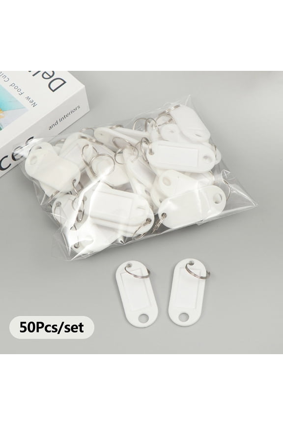 50Pcs Colorful Keychain Key Tag Label ID Name TEL Number Marker Tag Baggage Tag