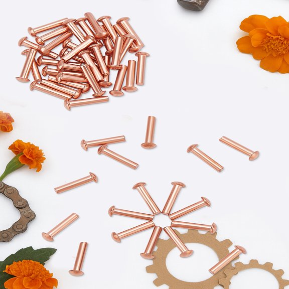 50Pcs Copper Solid Rivet Fasteners Round Raw(Unplated) 16x5mm Pin: 3mm 50pcs/set for DIY