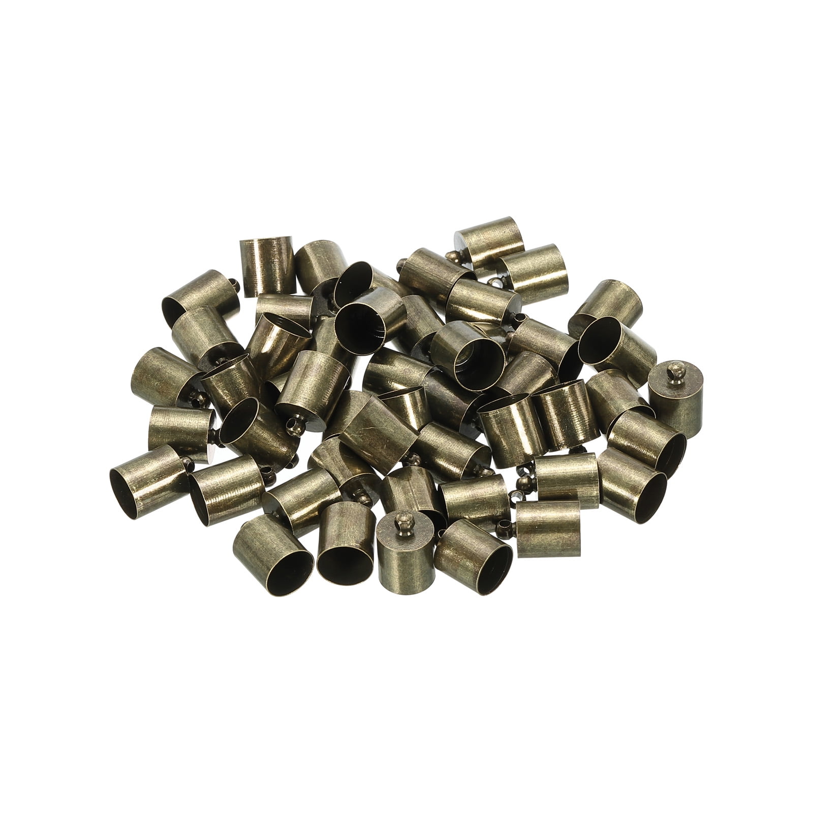 50Pcs Cord End Caps 8.5mm End Cap Barrel Beads Kumihimo End Caps Brass