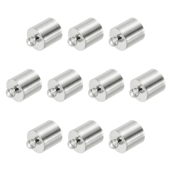 50Pcs Cord End Caps, 8.6mm End Cap Barrel Beads Kumihimo End Caps Brass for Jewelry Making 13mm Length Rhodium Color