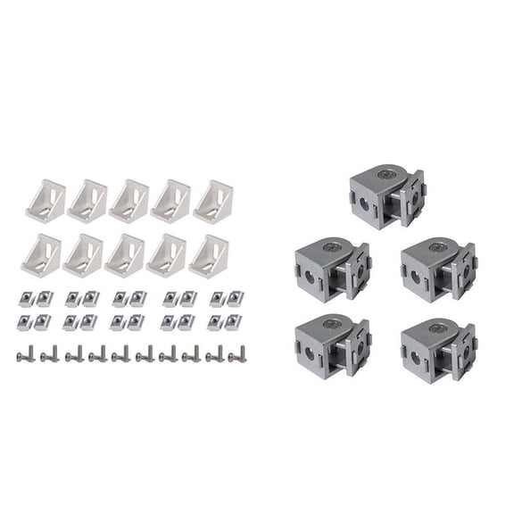 50Pcs Corner Bracket 2020 Series Aluminum Profile Connector Set & 5Pcs Zinc Alloy Pivot Joint Flexible Pivot Joint