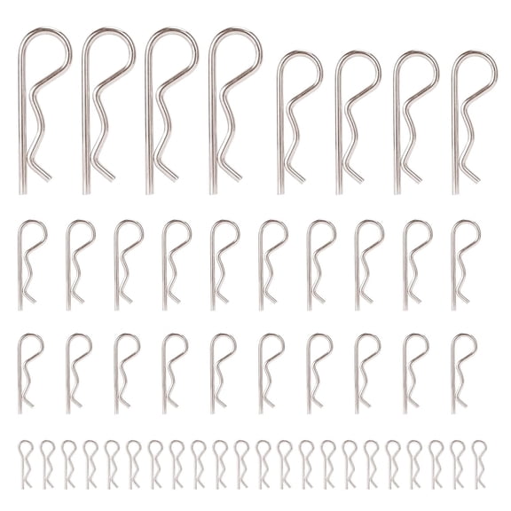 50Pcs Cotter Pin Assortment Kit, Galvanized Steel Hitch Pin, 5 Size R Clips M1.2- M3.0 Hitch Pin for Tractor, Truck, Machine, Car Garage, Small Engine Repair