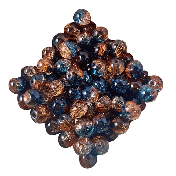 50Pcs Crushed Ice Glass Beads with Hole Easy Threading For Jewelry Crafting Multicolored Clear Sparkling Beads