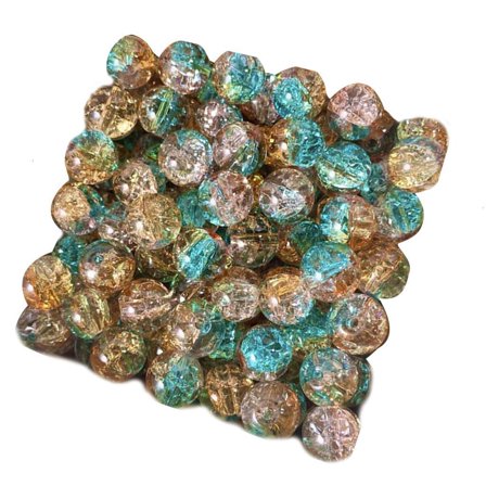 50Pcs Crushed Ice Glass Beads with Hole Easy Threading For Jewelry Crafting Multicolored Clear Sparkling Beads