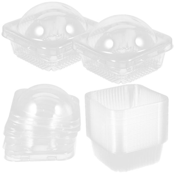 COMPUKAS Plastic Bakery Containers Clear Box Sealed Bakers 50Pcs