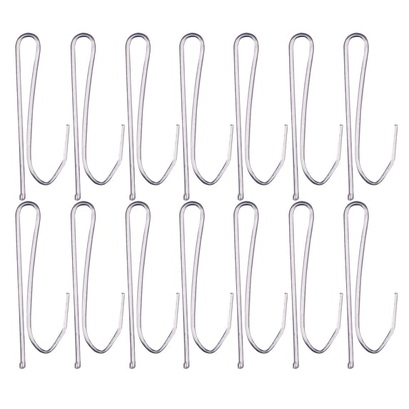 GANGTU 50-Pack Stainless Steel Curtain Pin Hooks, Heavy-Duty Metal Drapery Hooks for Window Curtains, Door Curtains and Shower Liners, Rust-Proof S-Hooks, Silver