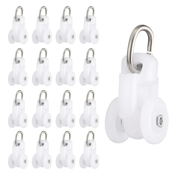 50Pcs Curtain Track Rollers Curtain Rail Pulleys Runners with Dual Wheel Roller for Window Tracks Carrier(White)