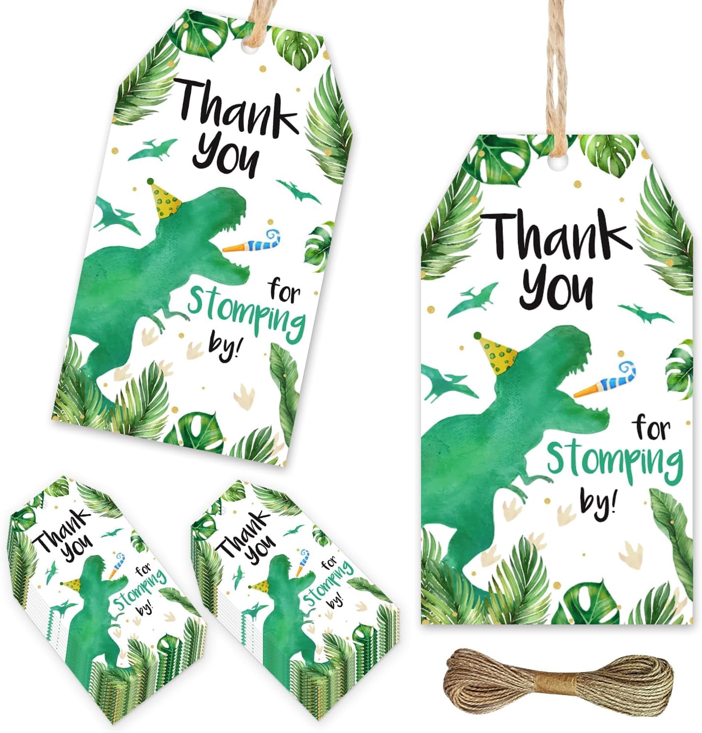 50Pcs Dinosaur Thank You Tags Thank You for Stomping by Gift Tags Thank ...