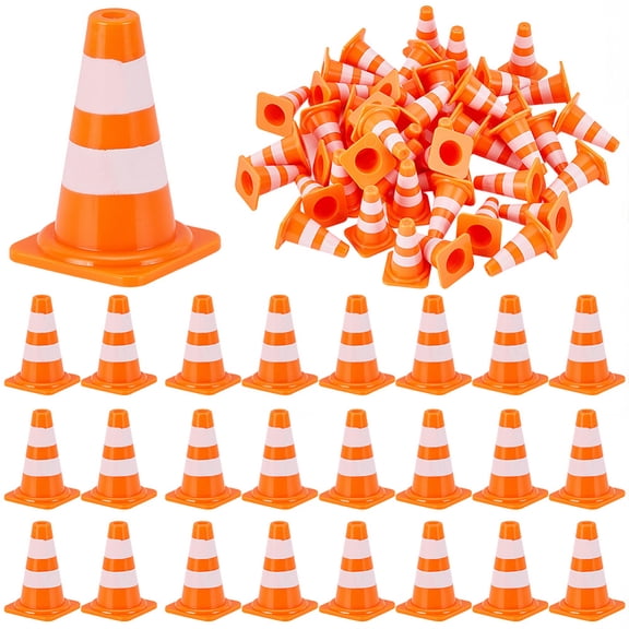 50Pcs Display Roadblock Decorations Micro Landscape Dollhouse Accessories Pretending Prop Decorations Orange 16x16x24mm